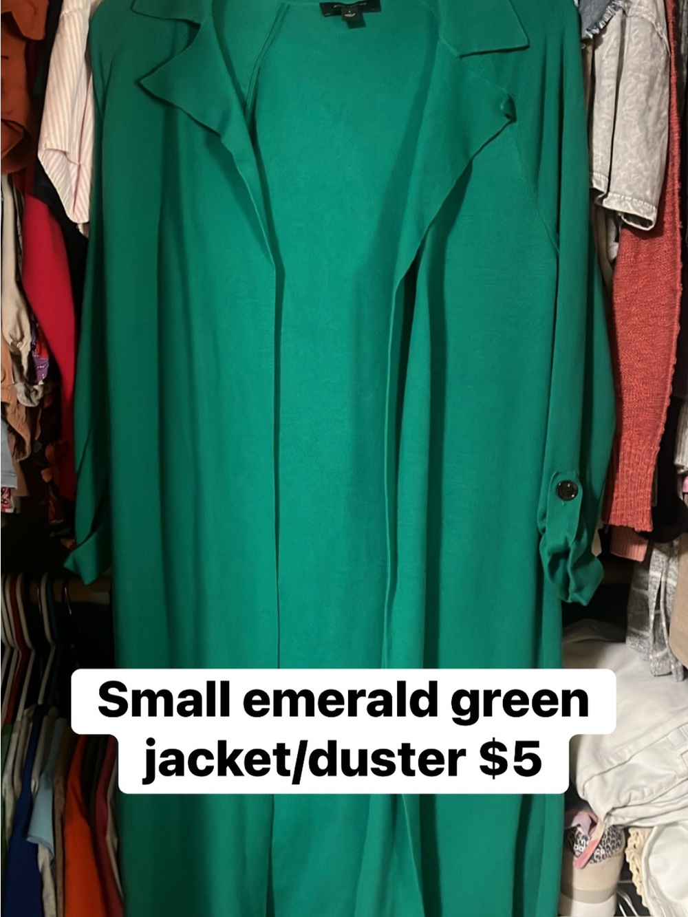Emerald Green Long Duster Jacket